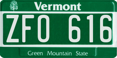 VT license plate ZFO616
