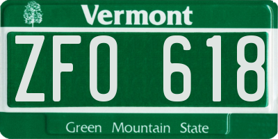 VT license plate ZFO618
