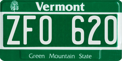 VT license plate ZFO620