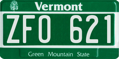 VT license plate ZFO621