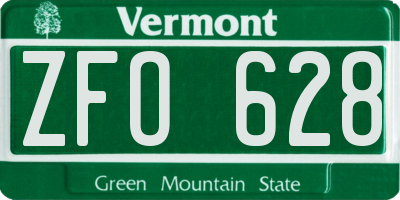 VT license plate ZFO628