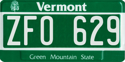 VT license plate ZFO629