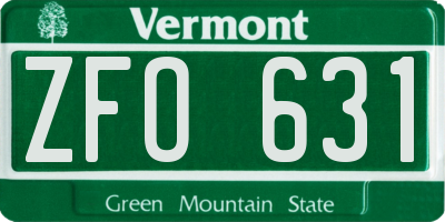 VT license plate ZFO631
