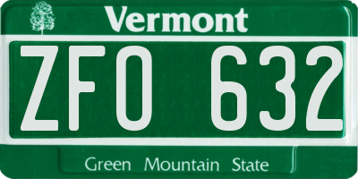 VT license plate ZFO632