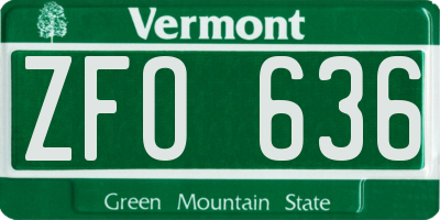 VT license plate ZFO636