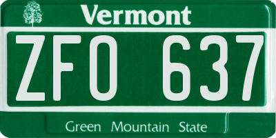 VT license plate ZFO637