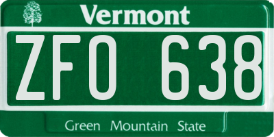 VT license plate ZFO638