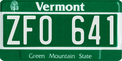 VT license plate ZFO641