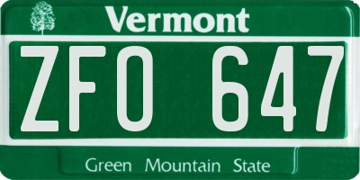 VT license plate ZFO647