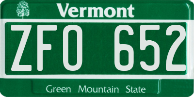 VT license plate ZFO652