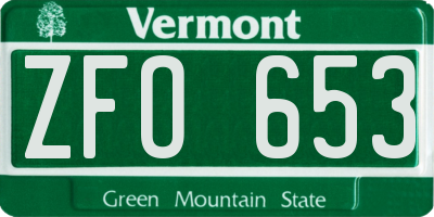 VT license plate ZFO653