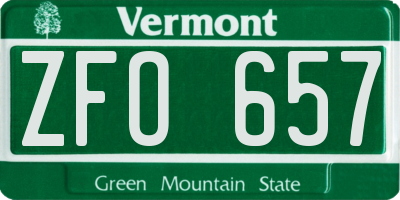 VT license plate ZFO657