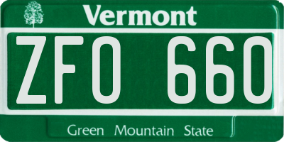 VT license plate ZFO660