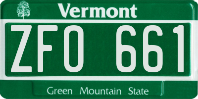 VT license plate ZFO661