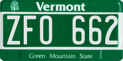 VT license plate ZFO662