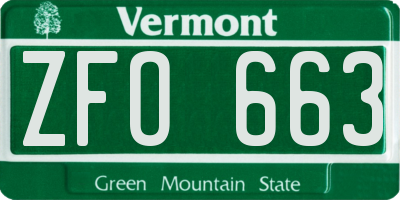 VT license plate ZFO663