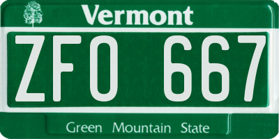 VT license plate ZFO667