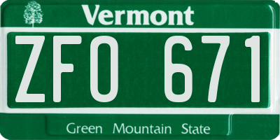 VT license plate ZFO671