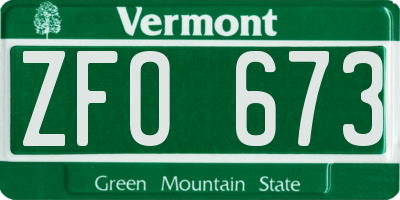 VT license plate ZFO673