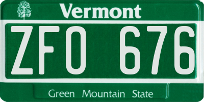 VT license plate ZFO676