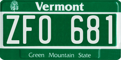VT license plate ZFO681