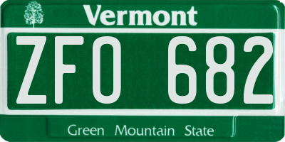 VT license plate ZFO682
