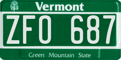 VT license plate ZFO687