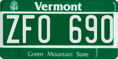 VT license plate ZFO690