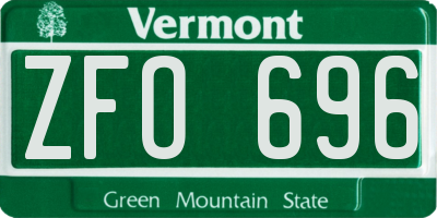 VT license plate ZFO696