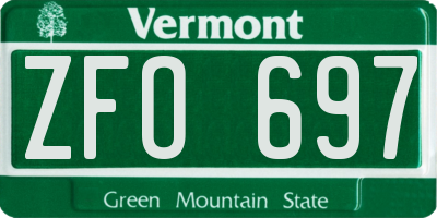 VT license plate ZFO697