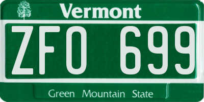 VT license plate ZFO699