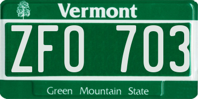 VT license plate ZFO703