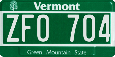 VT license plate ZFO704