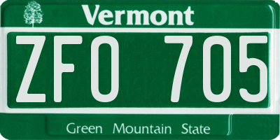 VT license plate ZFO705