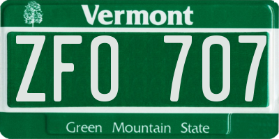VT license plate ZFO707