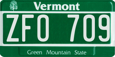 VT license plate ZFO709