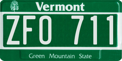 VT license plate ZFO711
