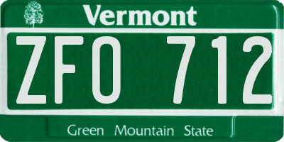 VT license plate ZFO712