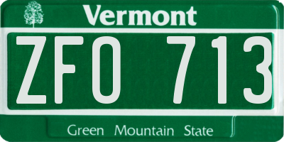 VT license plate ZFO713