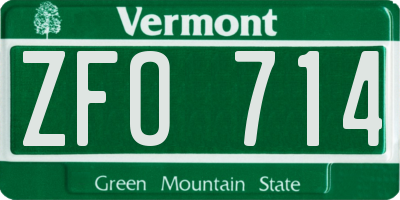 VT license plate ZFO714
