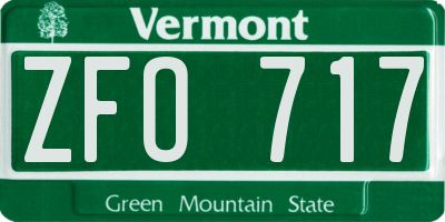 VT license plate ZFO717