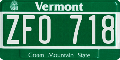VT license plate ZFO718