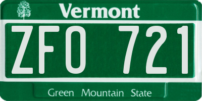 VT license plate ZFO721