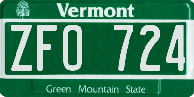 VT license plate ZFO724
