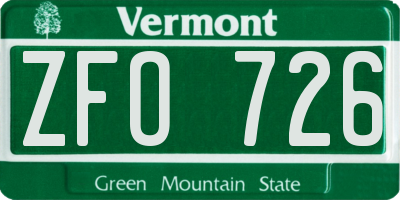 VT license plate ZFO726