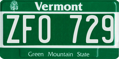 VT license plate ZFO729