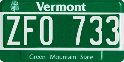 VT license plate ZFO733