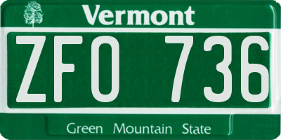 VT license plate ZFO736