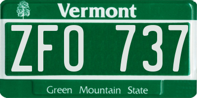 VT license plate ZFO737