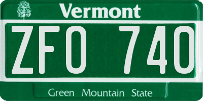 VT license plate ZFO740